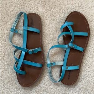 Missimo supply strappy teal gladiator sandals